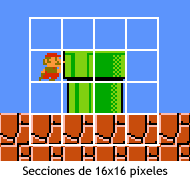 Super Mario Bros - Secciones de 16x16 pixeles