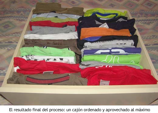 El cajón de camisetas, un vez organizado mediante el sistema geek