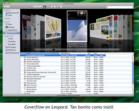 Mac OS X 10.5 Leopard - Coverflow en Finder