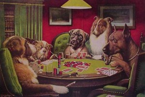 Perros jugando al póquer