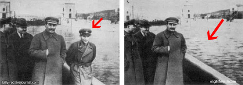 Stalin - Eliminando un enemigo político ejecutado de una fotografía