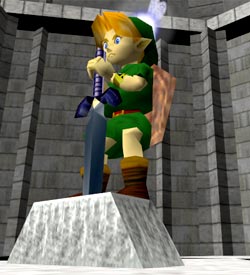 Zelda Ocarina of Time - Link extrae la espada maestra de su pedestal